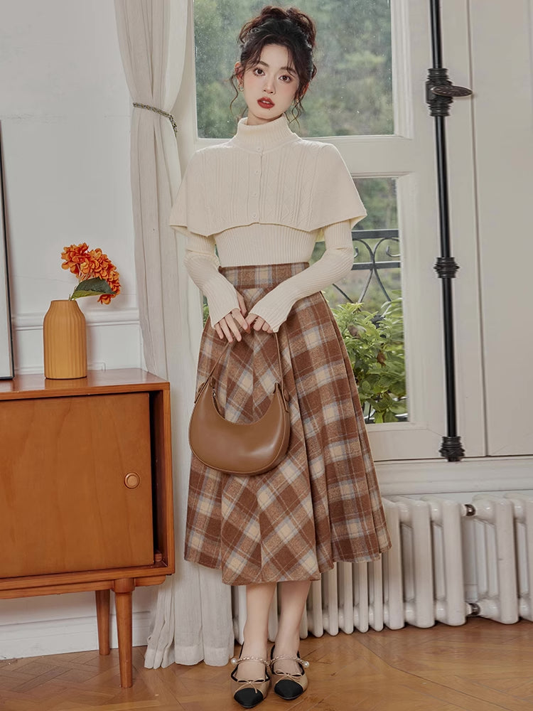 Toasted Plaid Midi Skirt (2 Colors)
