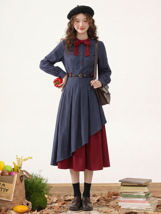 Poison Apple Midi Dress (Blue/Red)