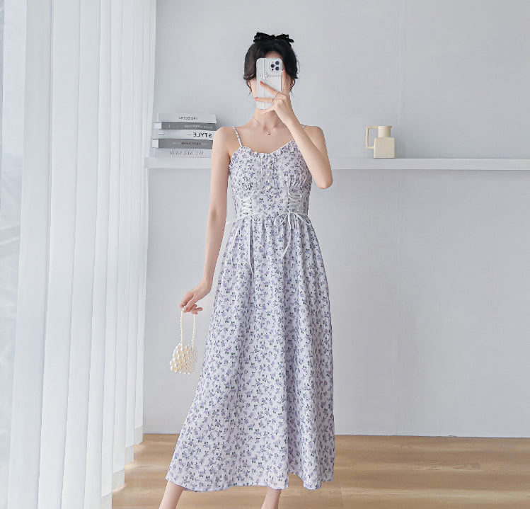 Lavender Haze Lace Up Cami Dress (Purple)