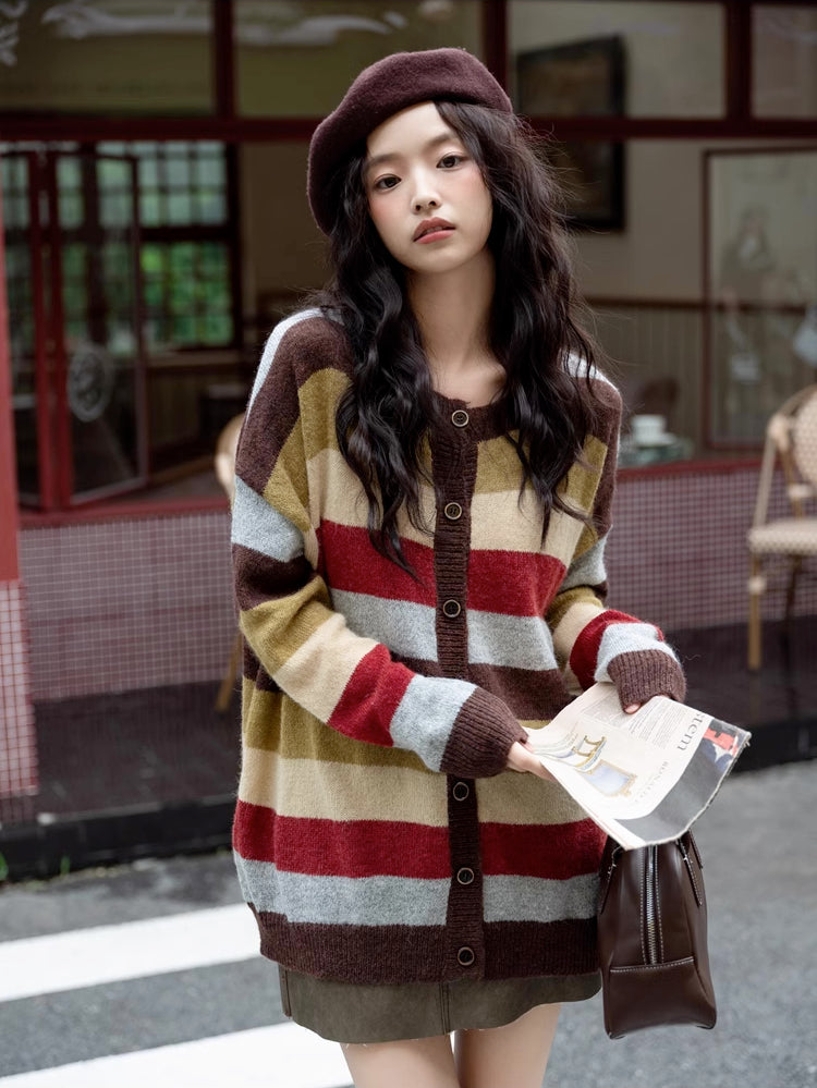 Retro Stripe Cardigan (2 Colors)