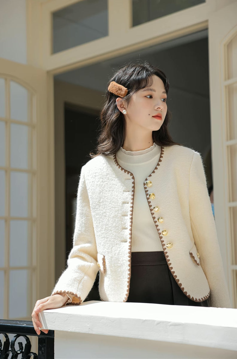 Boucle Tweed Jacket (Cream)