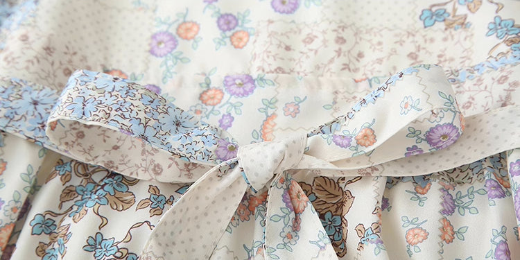 Ditsy Floral Patchwork Apron Dress (White)