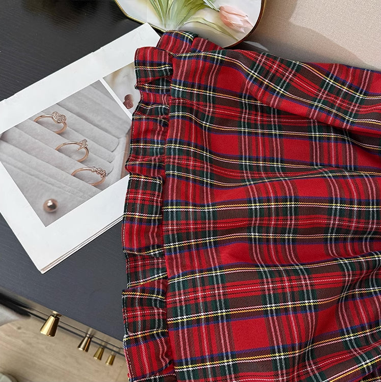 Holiday Plaid Tiered Midi Skirt (3 Colors)