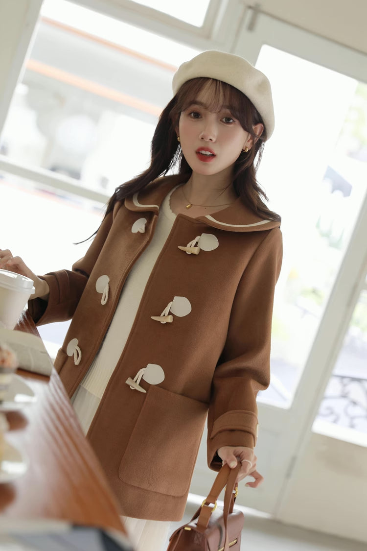 Peter Pan Collar Toggle Duffle Coat (2 Colors)