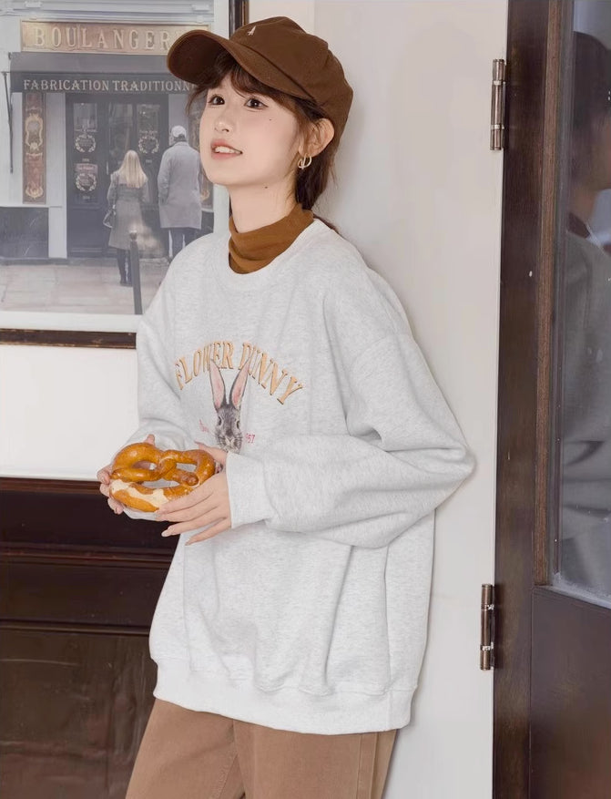 Flower Bunny Sweatshirt (Heather Gray)