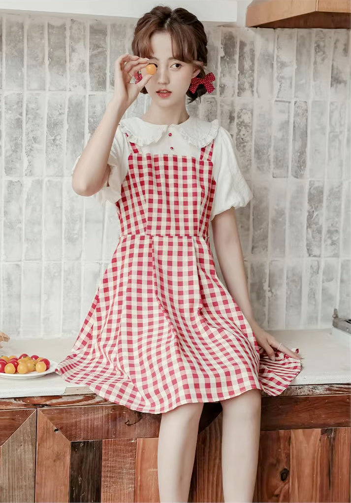 Gingham Twofer Mini Dress (2 Colors)