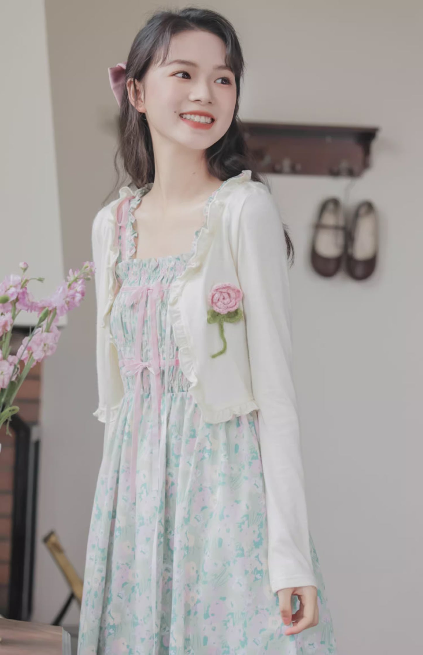 Marshmallow Floral Cami Dress (Mint/Pink)
