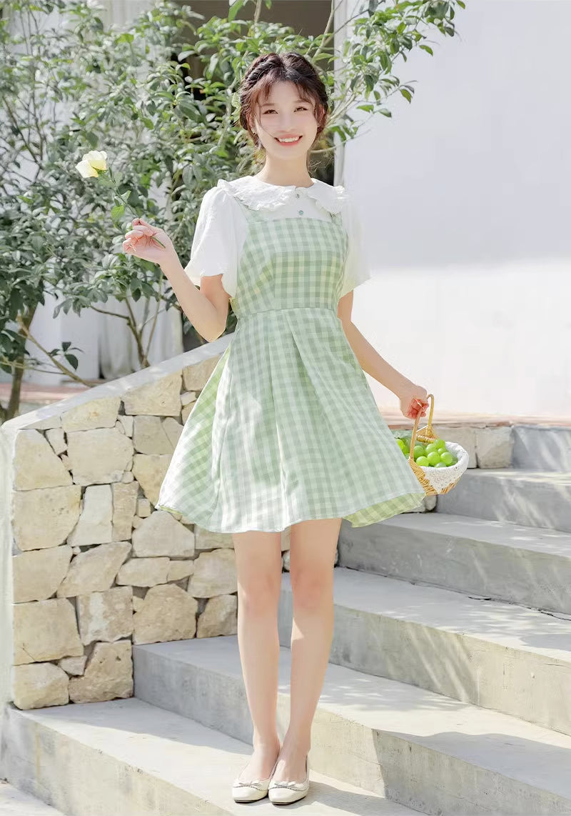Gingham Twofer Mini Dress (2 Colors)