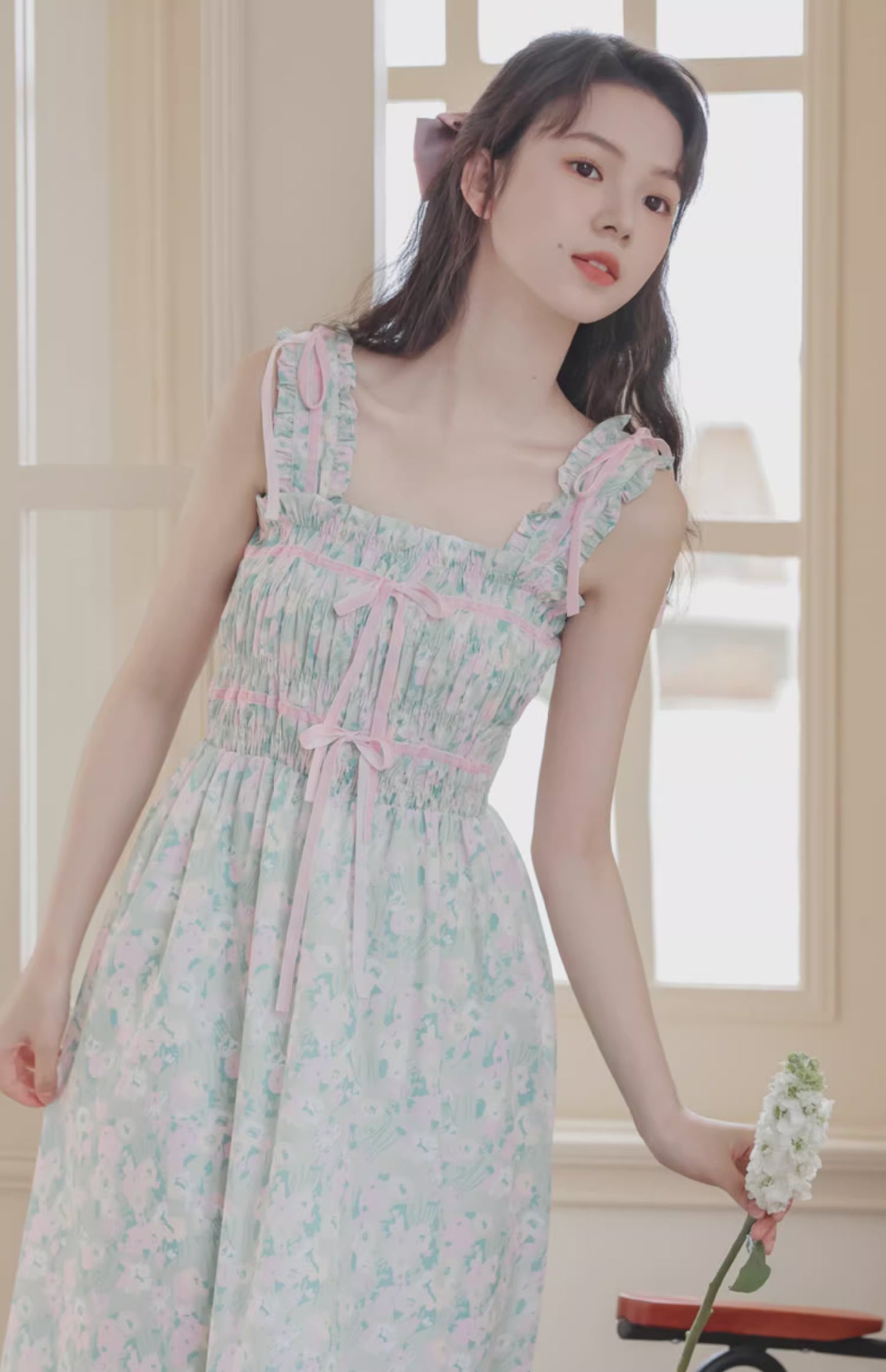 Marshmallow Floral Cami Dress (Mint/Pink)