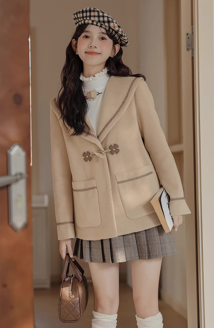 Flower Sailor Short Duffle Coat (Khaki)