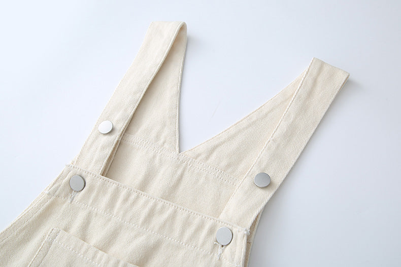 Rabbit Walks Short Overalls (White)