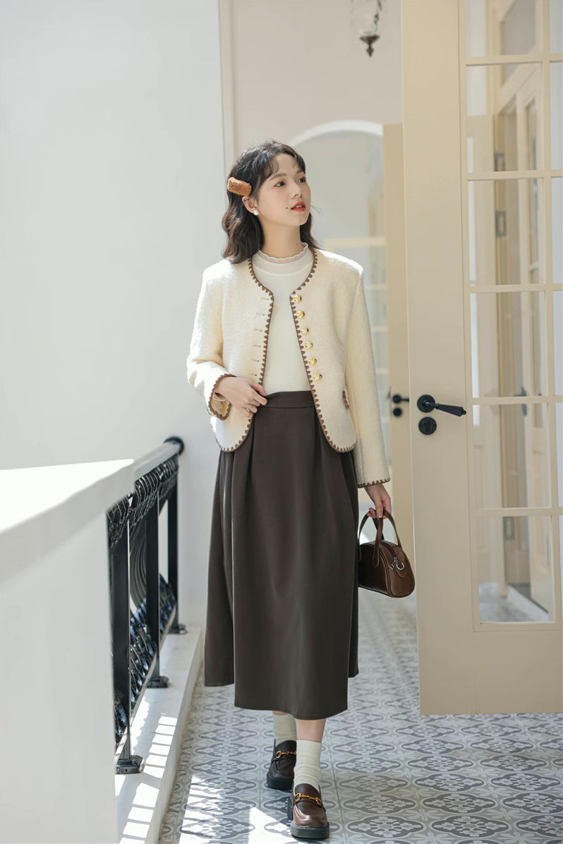 Boucle Tweed Jacket (Cream)