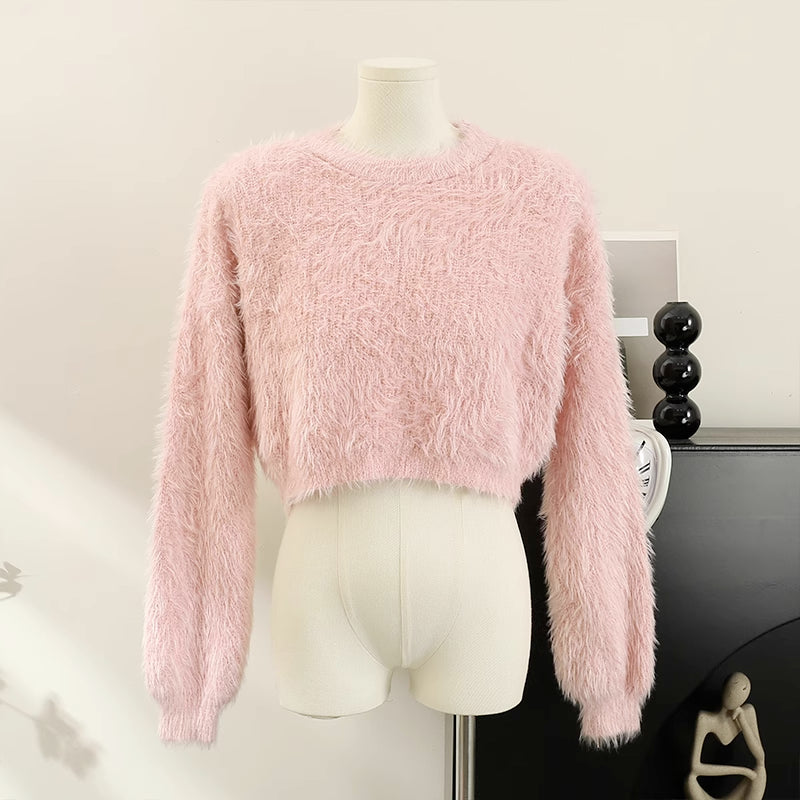 Cropped Fuzzy Sweater (8 Colors)