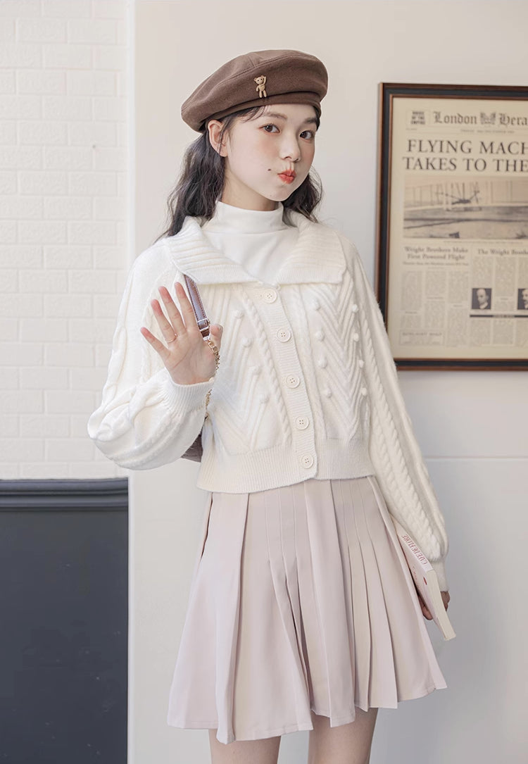 Pom Pom Polo Cardigan (2 Colors)