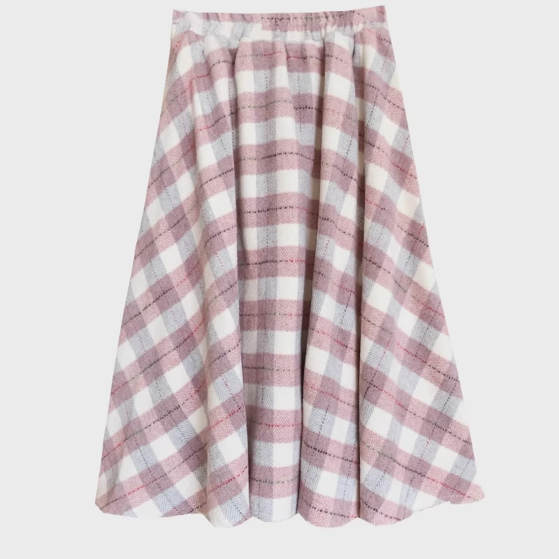 Tartan Plaid Circle Midi Skirt (3 Colors)