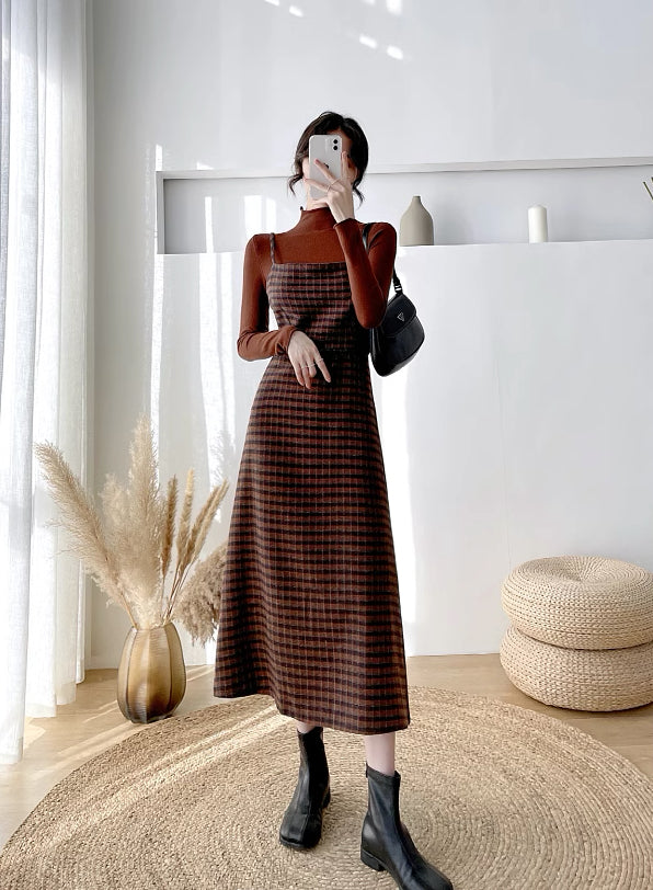 Cardamom Plaid Cami Midi Dress (2 Colors)