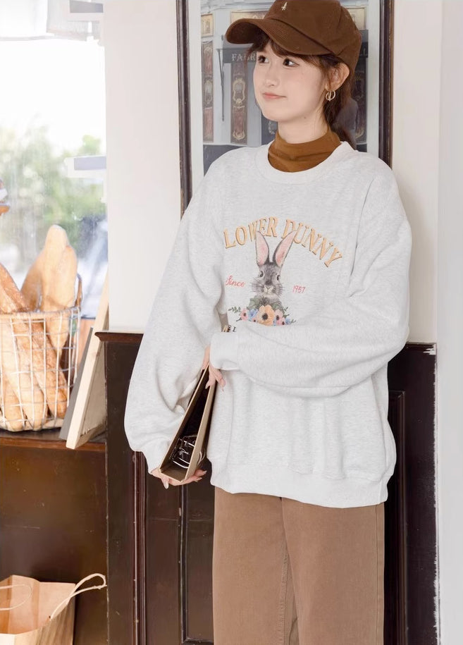 Flower Bunny Sweatshirt (Heather Gray)