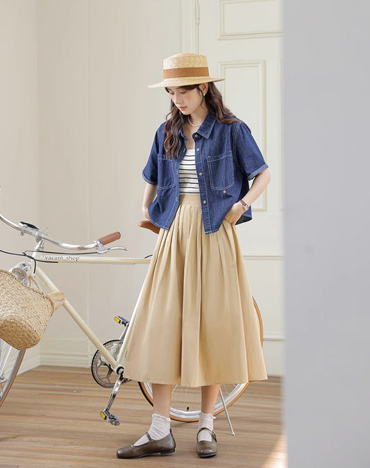 Essential Pleated Midi Skirt (2 Colors)