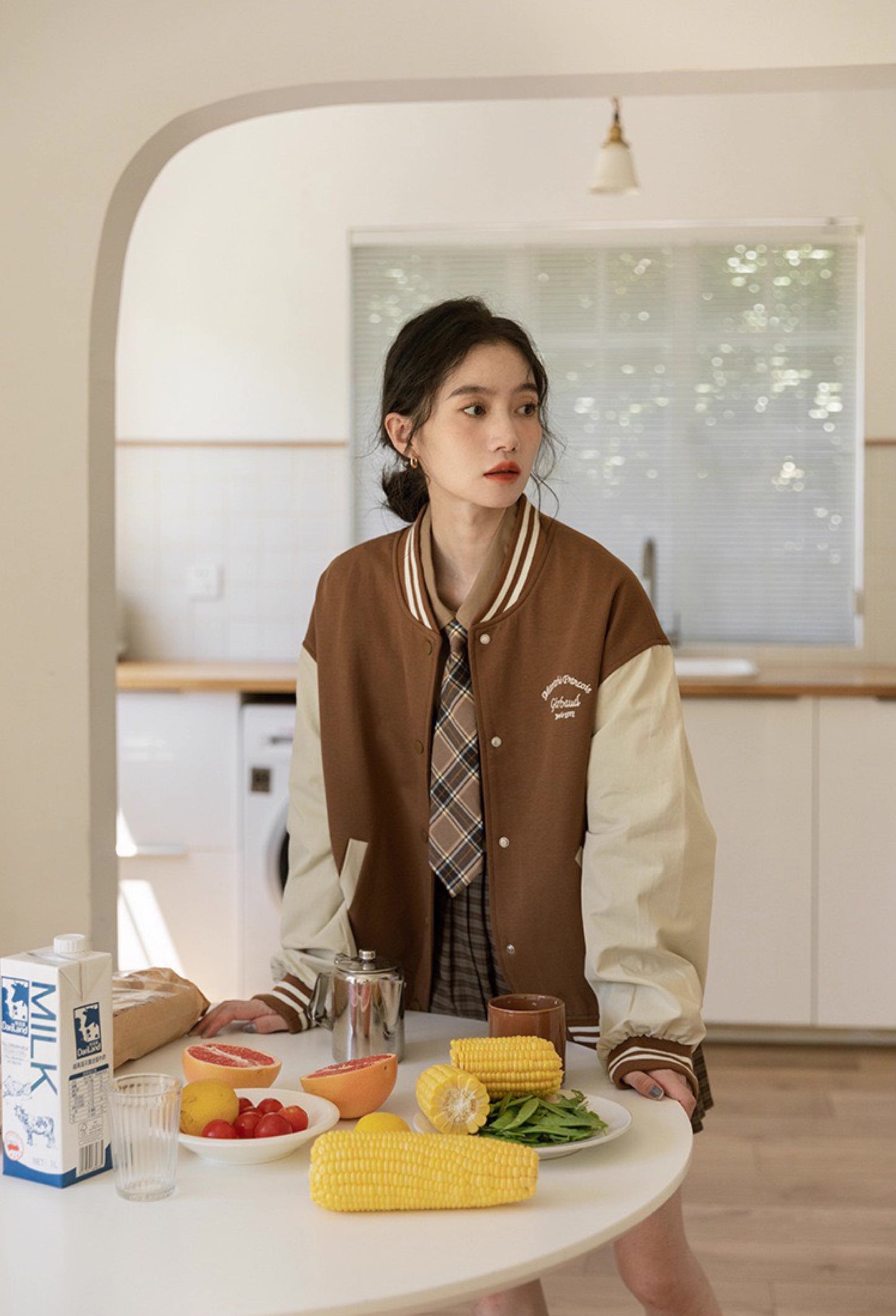 Boyfriend Baseball Jacket (Brown)
