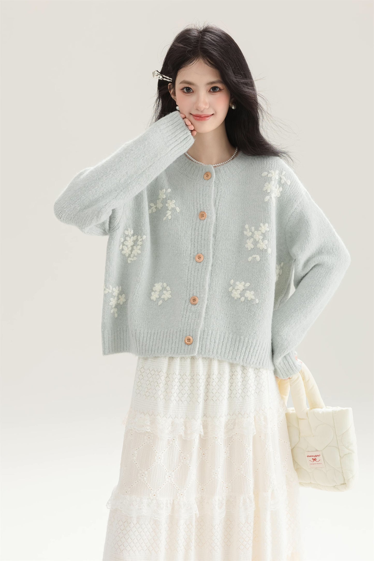 Ditsy Floral Round Neck Cardigan (4 Colors)