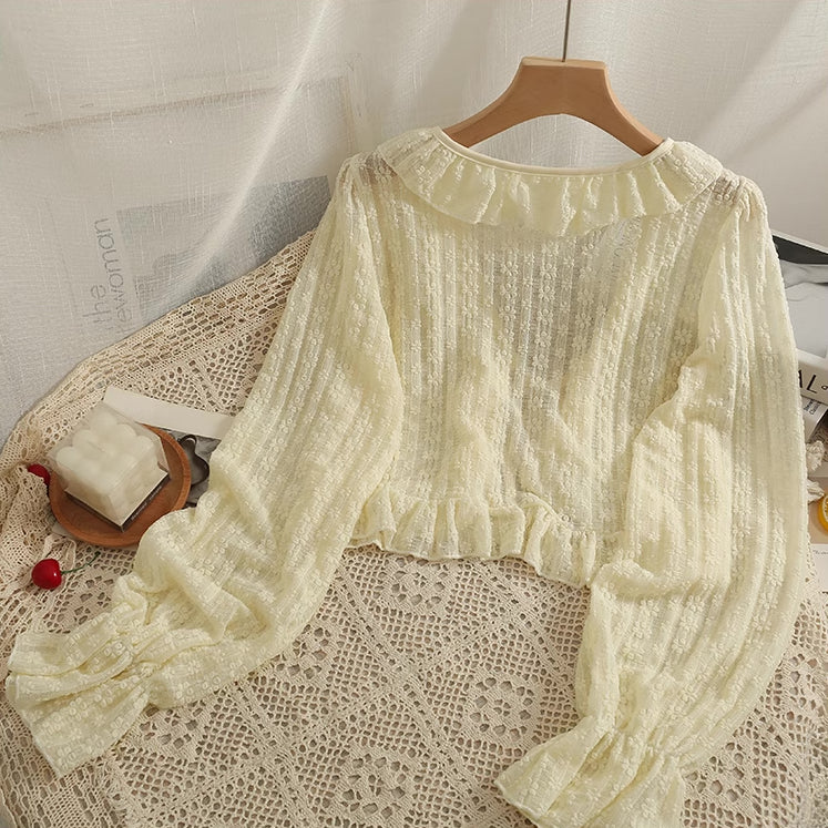 Sheer Floral Lace Tie Cardigan (5 Colors)