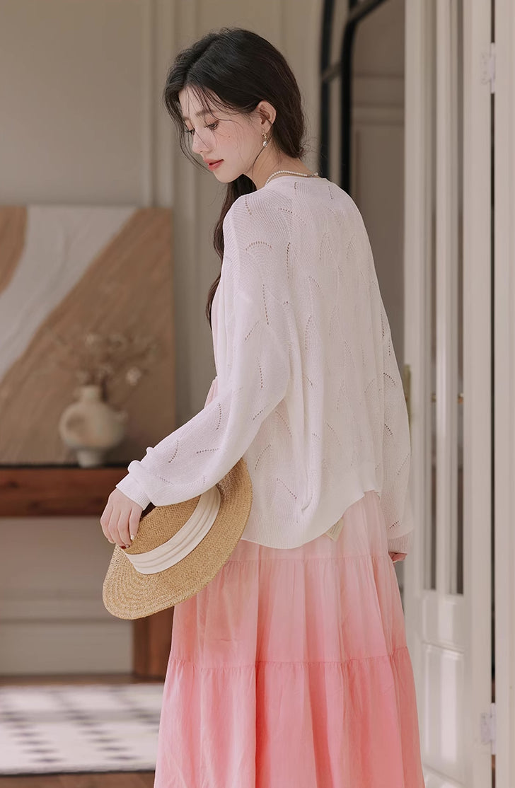 Ombre Halter Trapeze Midi Dress (Pink)