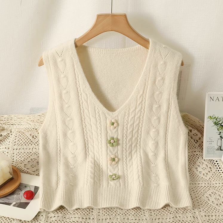 Matcha Pom Pom Daisy Vest (6 Colors)