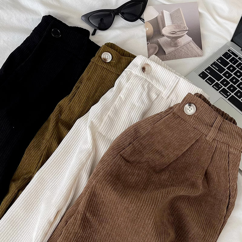 Pleated Corduroy Pants (4 Colors)