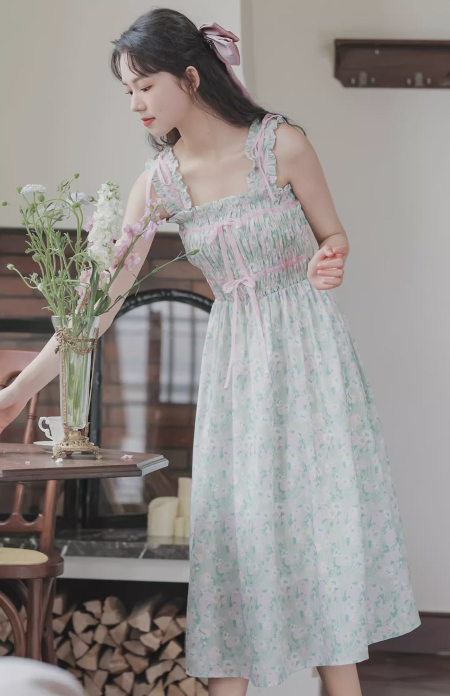 Marshmallow Floral Cami Dress (Mint/Pink)