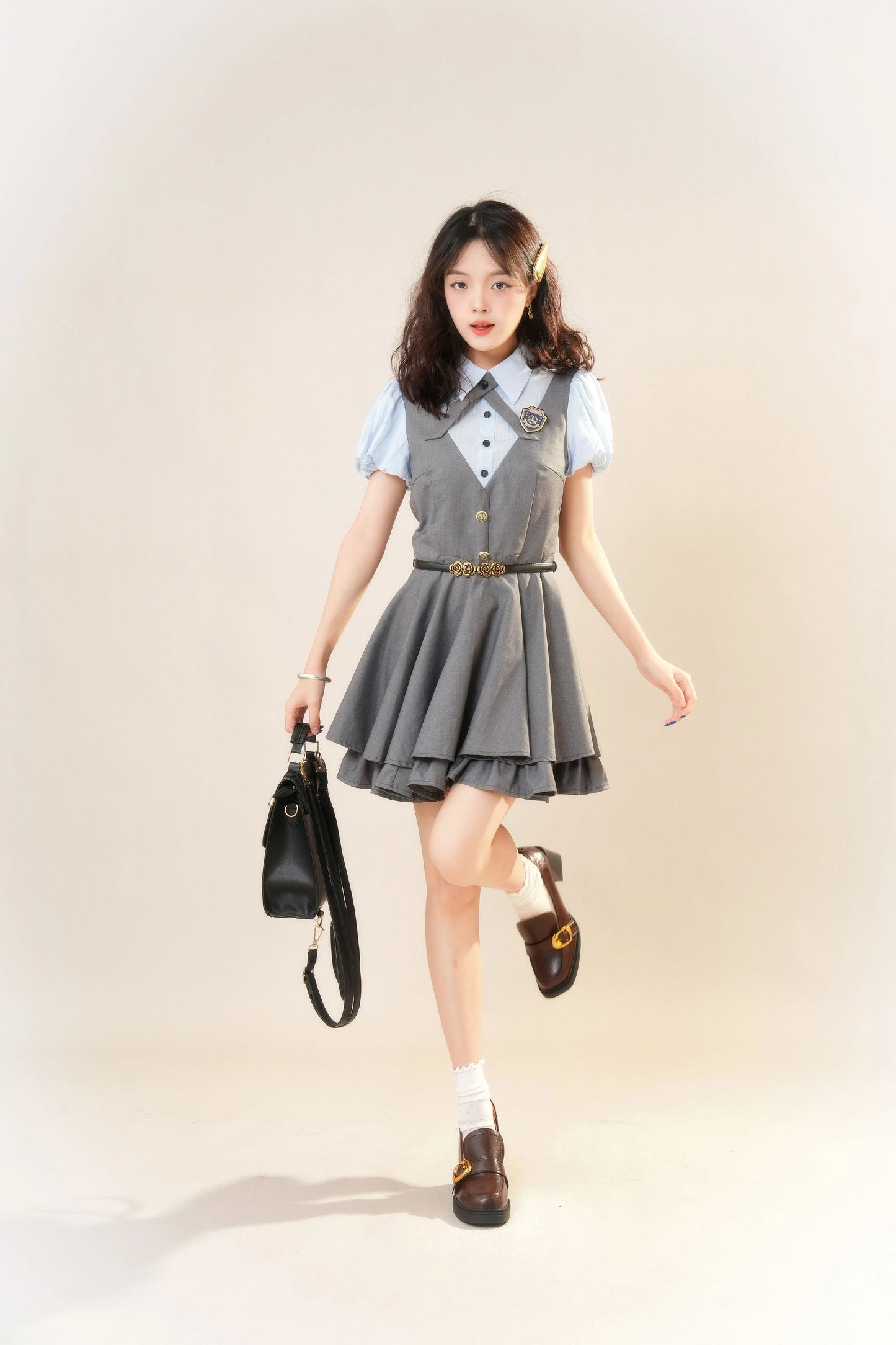 Summer Cadet Mini Twofer Dress (Blue/Gray)