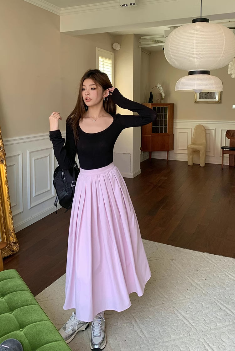 Sakura Pleated Midi Skirt (Pink)