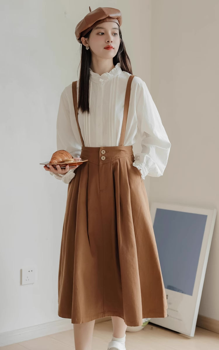 Midi Suspender Skirt (Mustard)