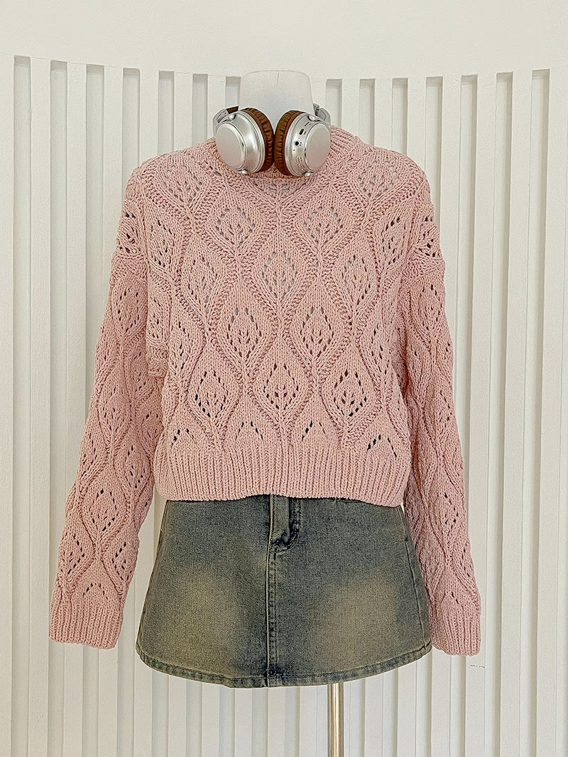 Open Knit Crochet Sweater (2 Colors)