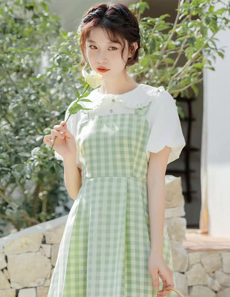 Gingham Twofer Mini Dress (2 Colors)