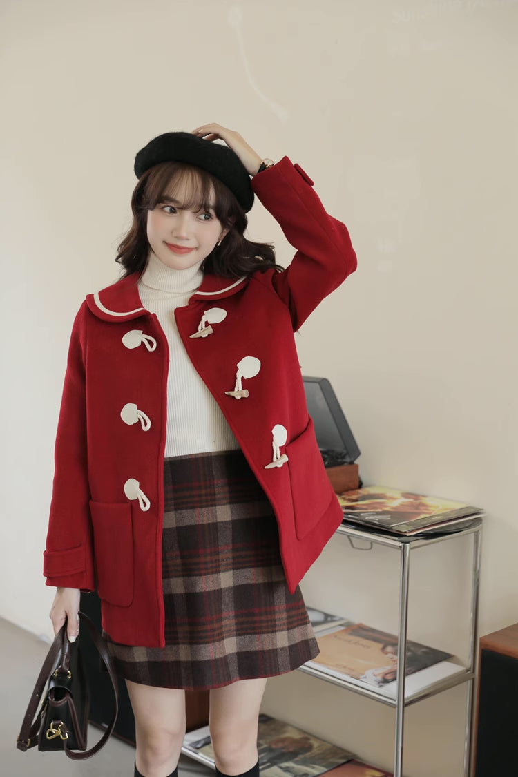 Peter Pan Collar Toggle Duffle Coat (2 Colors)