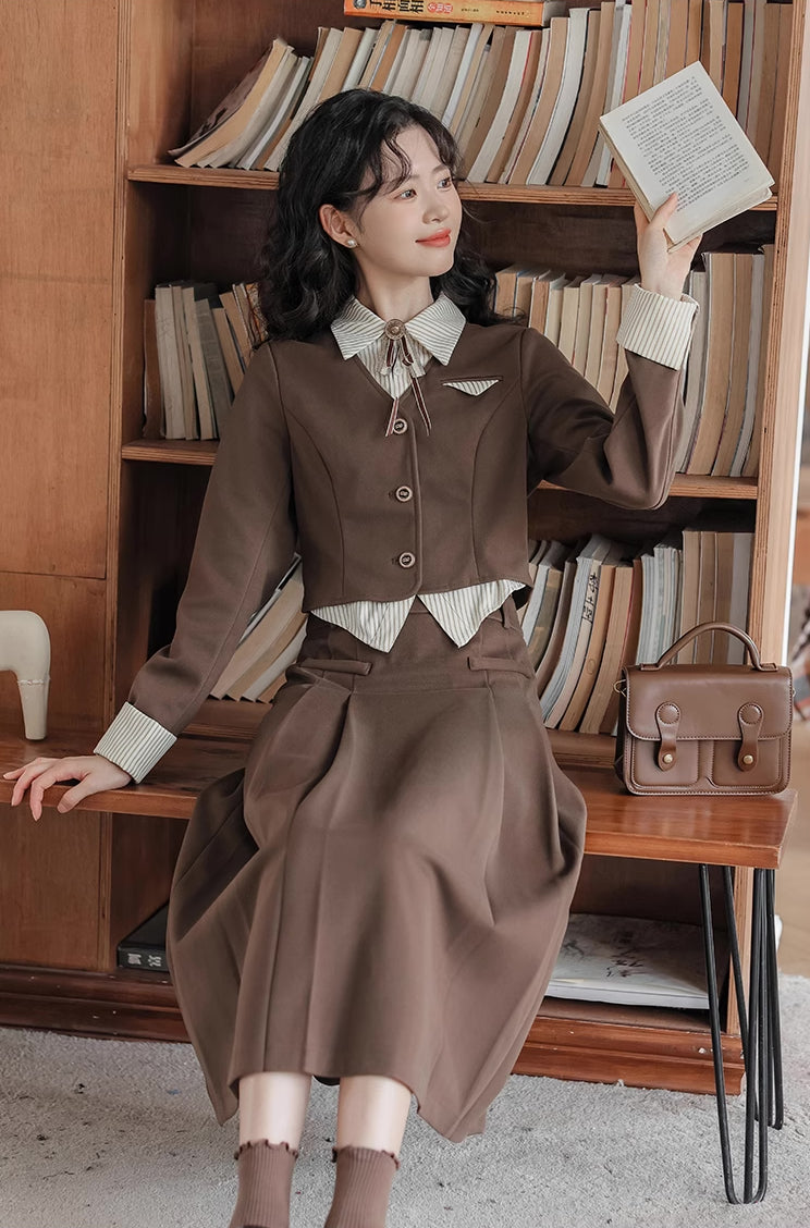 Academia Two-Piece Set (Brown)