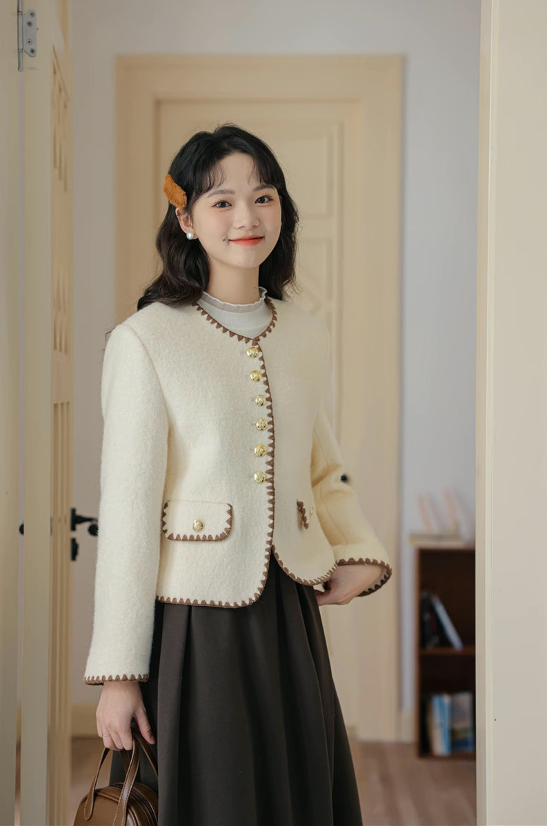 Boucle Tweed Jacket (Cream)