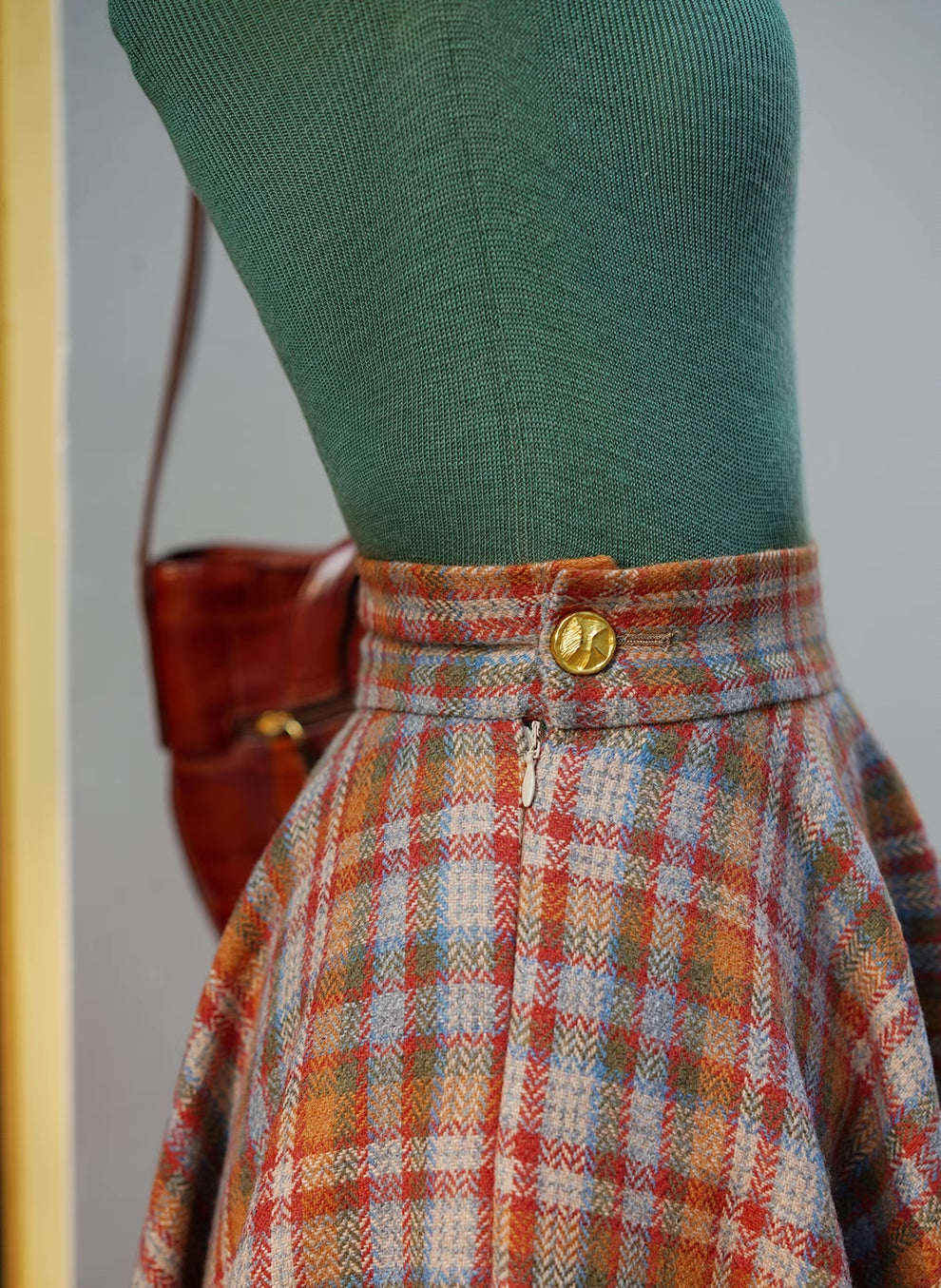 Maple Plaid Midi Circle Skirt (Multicolor)