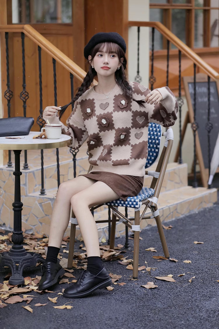 Checkerboard Biscuit Sweater (2 Colors)