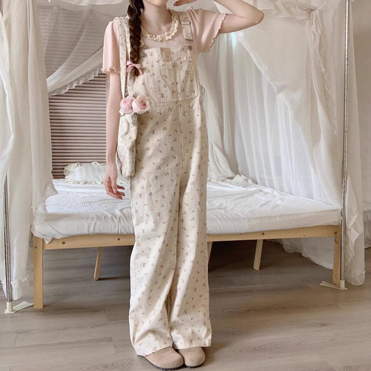 Ditsy Floral Overalls (Cream)