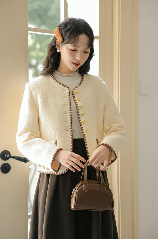 Boucle Tweed Jacket (Cream)