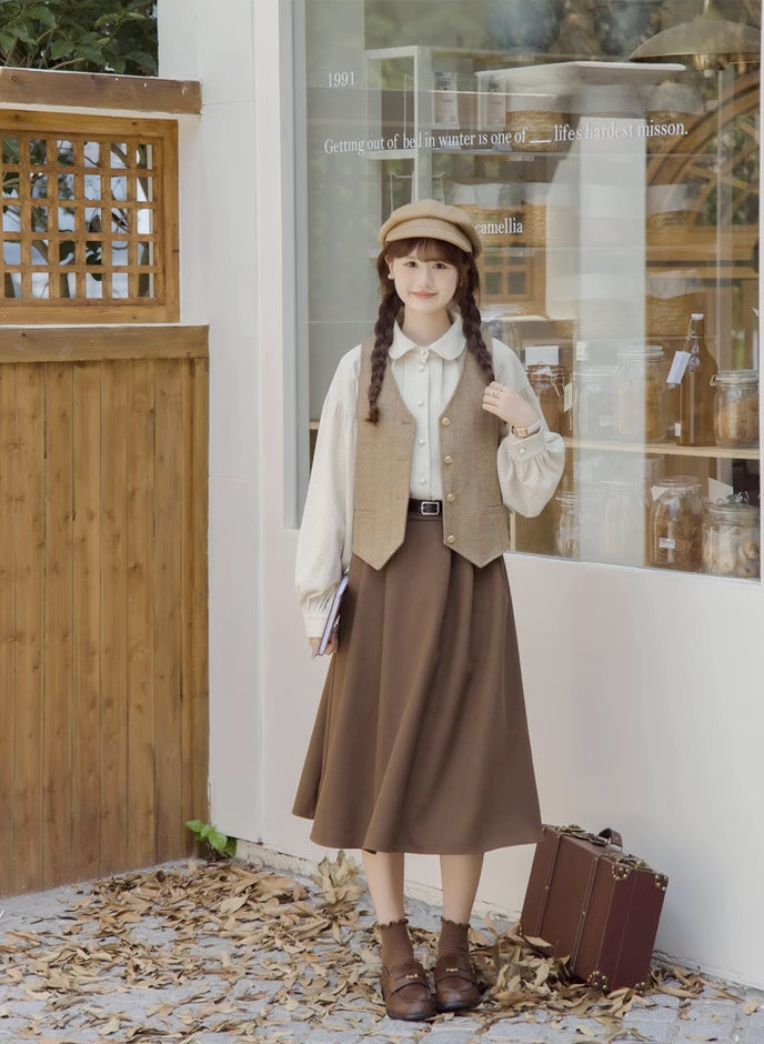 Belted Woven Midi Skirt (2 Colors)
