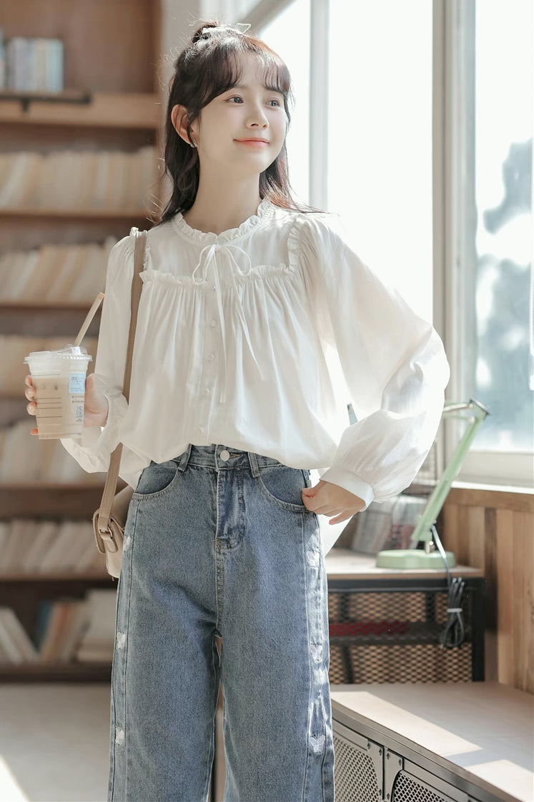 Essential Ruffle Trim Blouse (2 Colors)