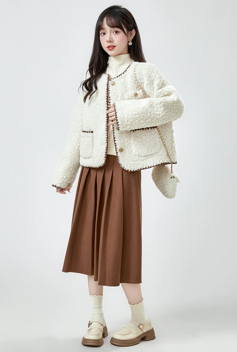 Faux Sherpa Wool Jacket (Cream)