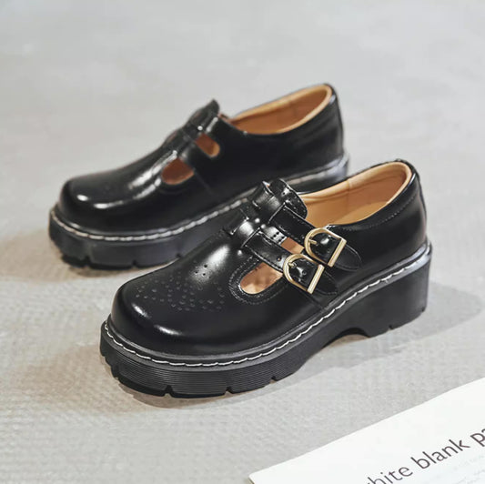 Double Buckle Mary Jane Brogues (2 Colors)