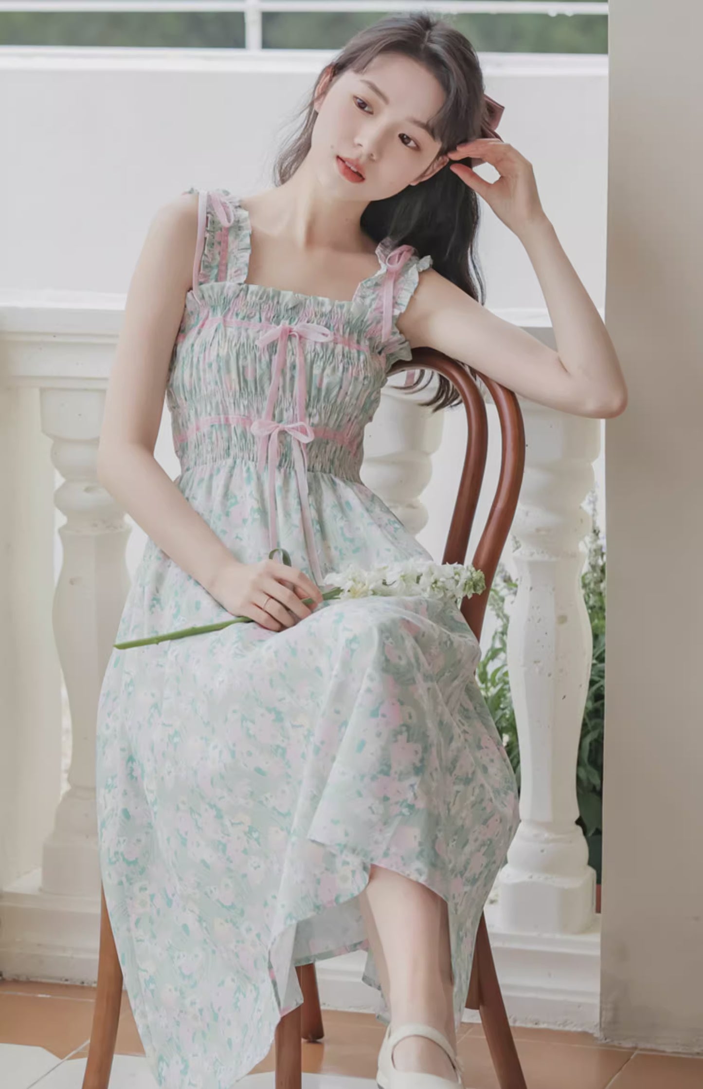 Marshmallow Floral Cami Dress (Mint/Pink)