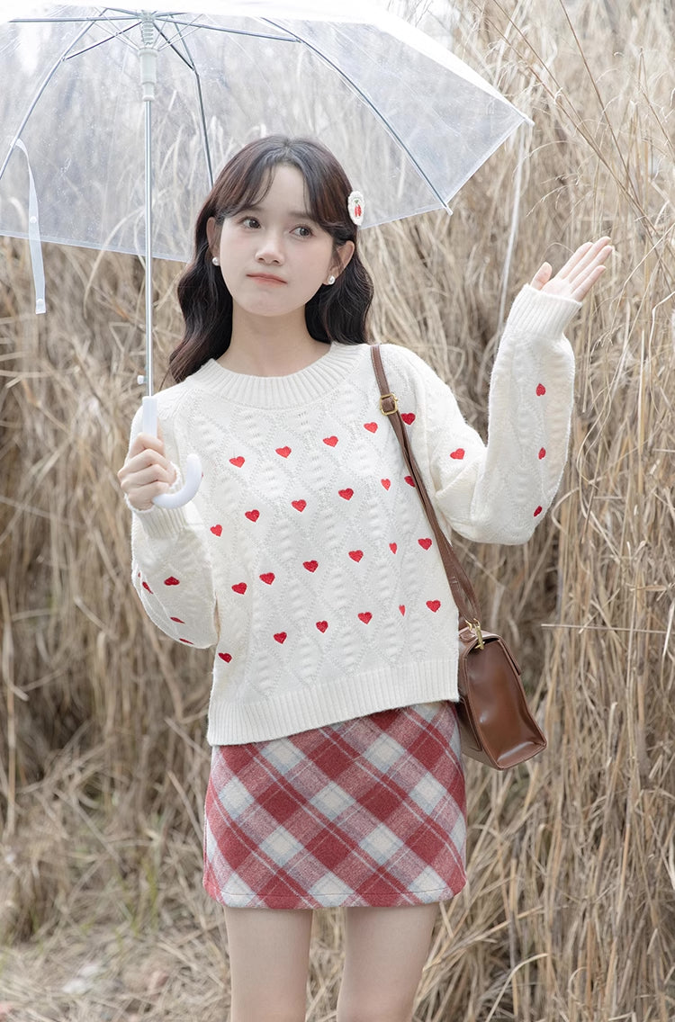 Little Hearts Embroidered Sweater (2 Colors)