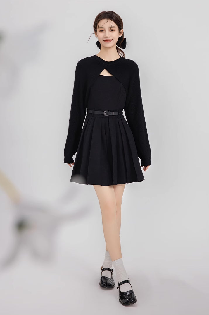 Two-Piece Mini Cami Dress & Sweater Set (2 Colors)