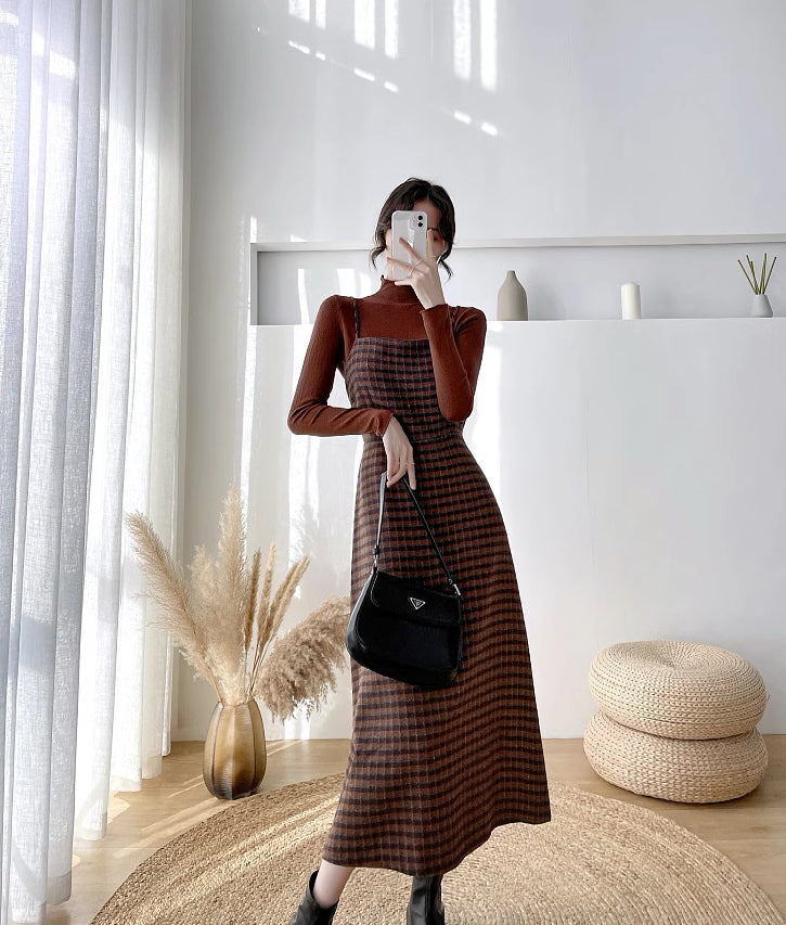 Cardamom Plaid Cami Midi Dress (2 Colors)