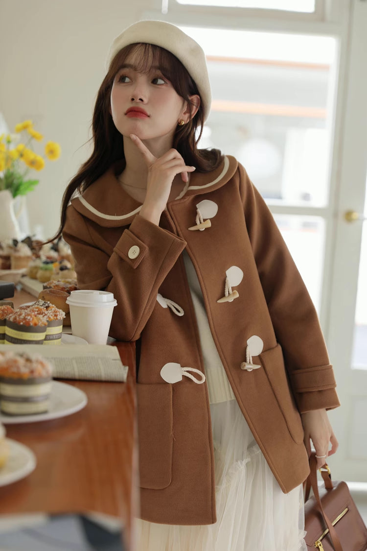 Peter Pan Collar Toggle Duffle Coat (2 Colors)